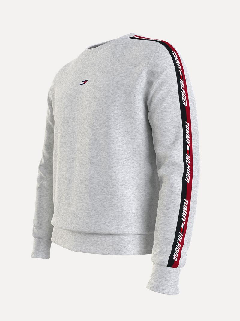 Férfi Tommy Hilfiger Organic cotton performance logo tape Pulóverek Szürke | HU 915ILH